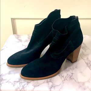 UGG Black Ankle Boots with Tan Heel